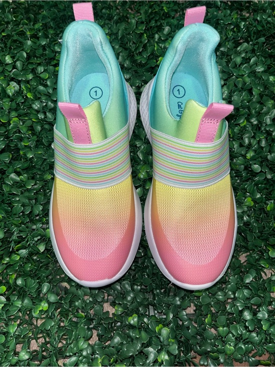 Cat & Jack Other - 1y cat and jack girls Pastel Rainbow Slip-On Sneakers - Pink, Yellow, Mint